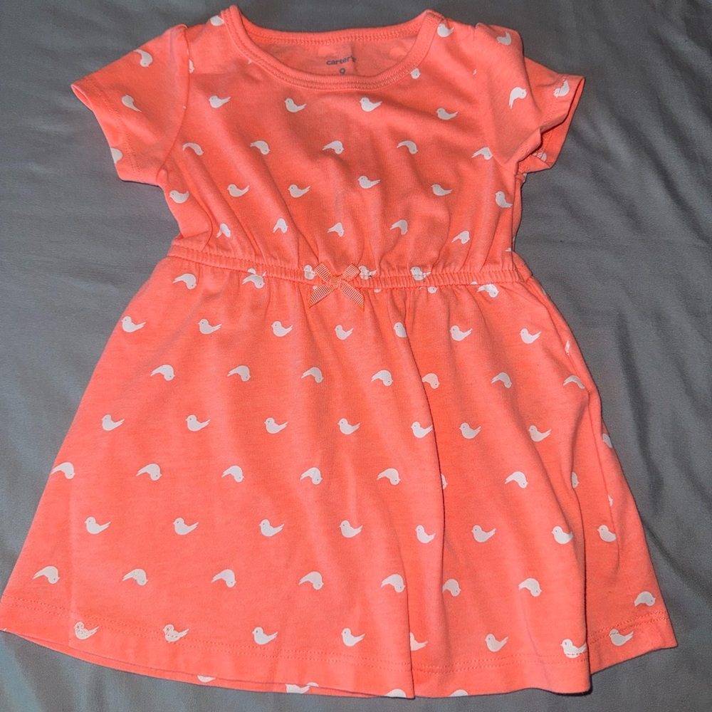 Carter's Peach Bird Pattern Dress
